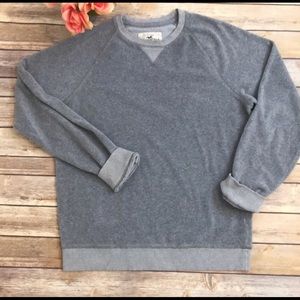 Hollister Gray Velour crew neck sweater